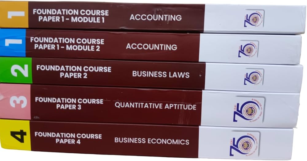 CA foundation Cources include •	Paper 1: Accounting
•	Paper 2: Business Laws
•	Paper 3: Quantitative Aptitude (Maths + Statistics + Logical Reasoning)
•	Paper 4: Business Economics